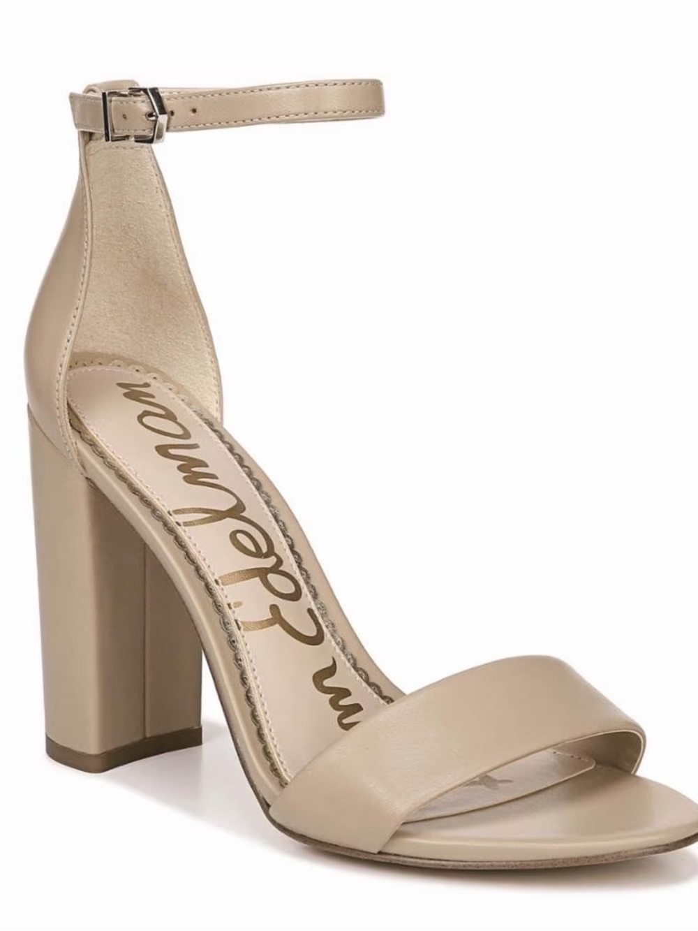 Sam Edelman 4" Yaro Nude Neutral Ankle-Strap Block Heel Sandal (7.5)